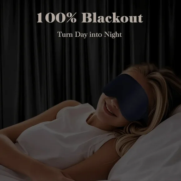 Light Blocking Sleep Mask Cooling 3D Memory Foam Pressure-Free Eye Pocket Black - Picture 2 of 8